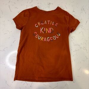 Cat & Jack Orange Short Sleeve Tee with Creative Courageous Print